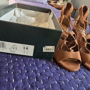 Ralph Lauren Brown Suede Cutout Heels-Chic and Versatile